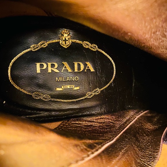 Prada Chocolate Brown Suede Platform Heeled Mid Calf Boots - Picture 12 of 12